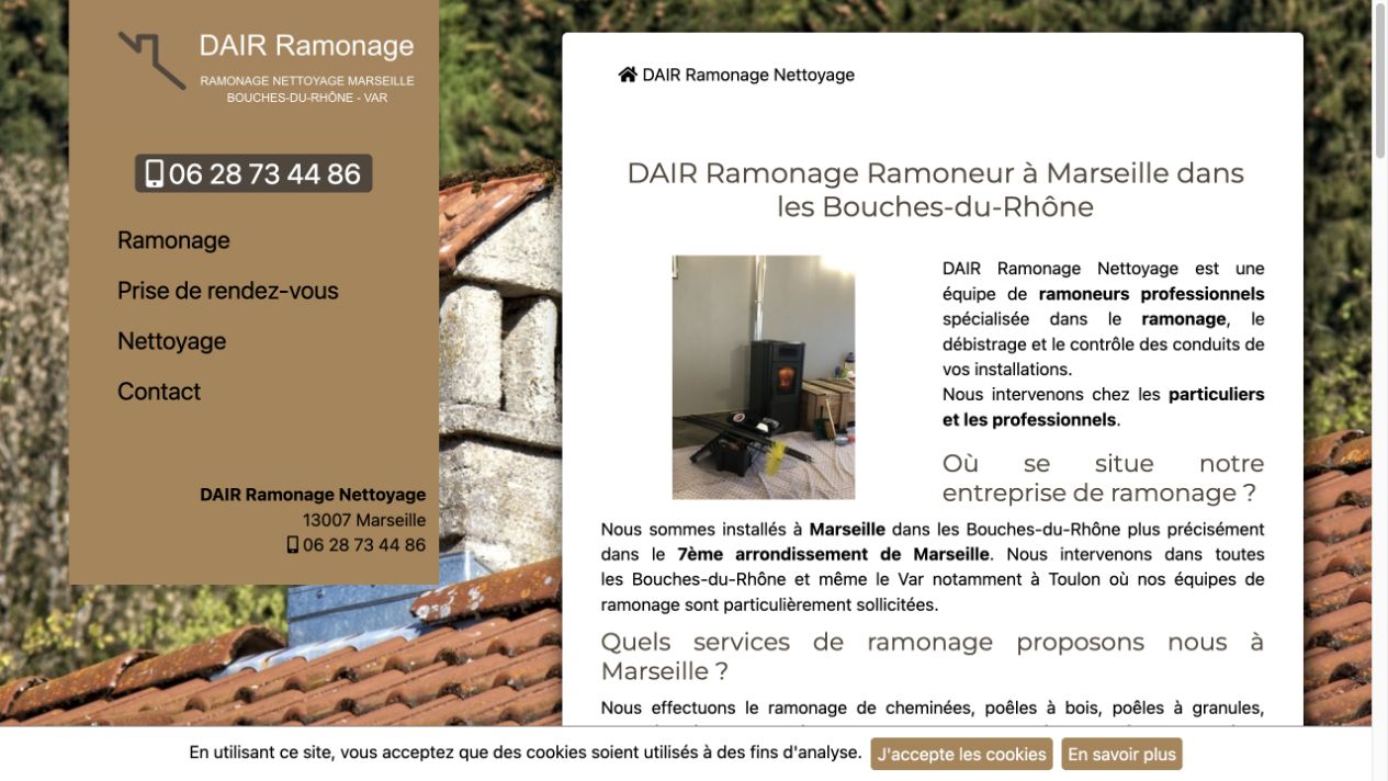 Capture du site de DAIR Ramonage Nettoyage