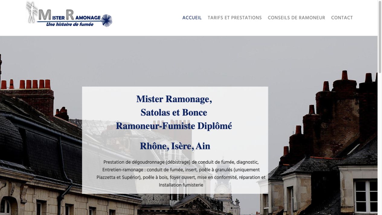 Capture du site de Mister Ramonage