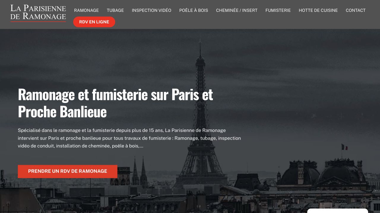 Capture du site de La Parisienne de Ramonage