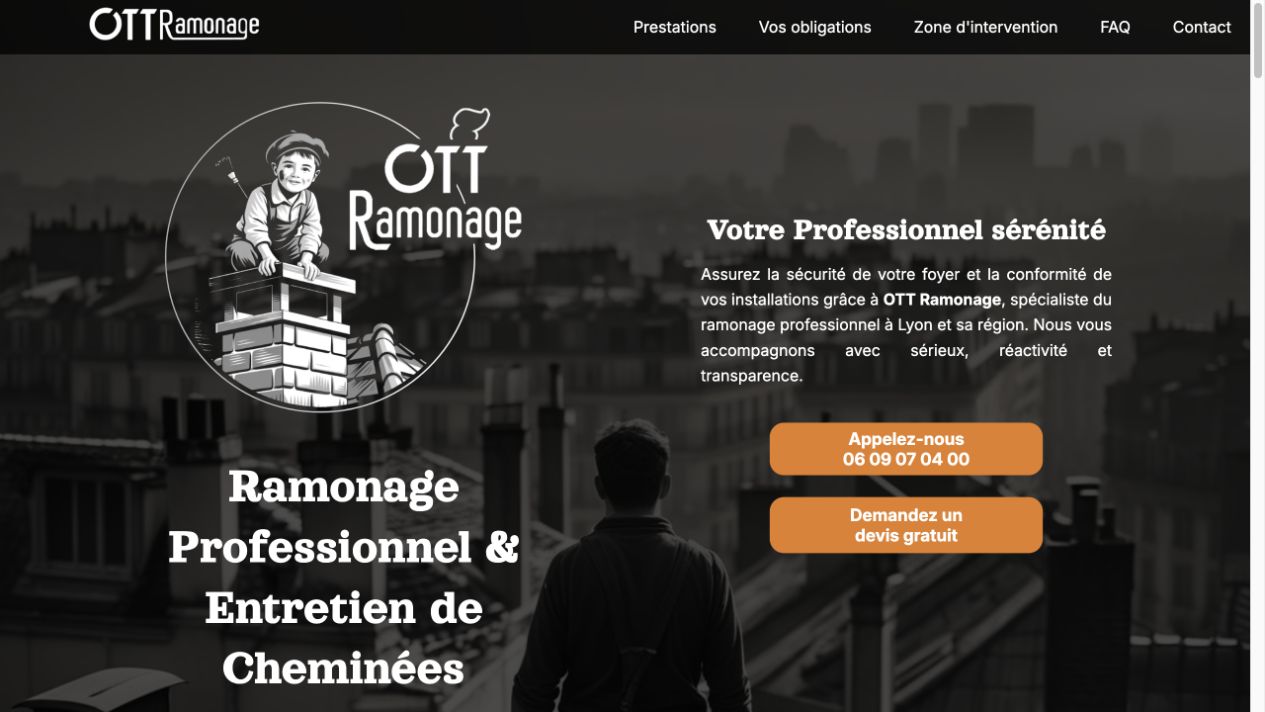 Capture du site de OTT Ramonage