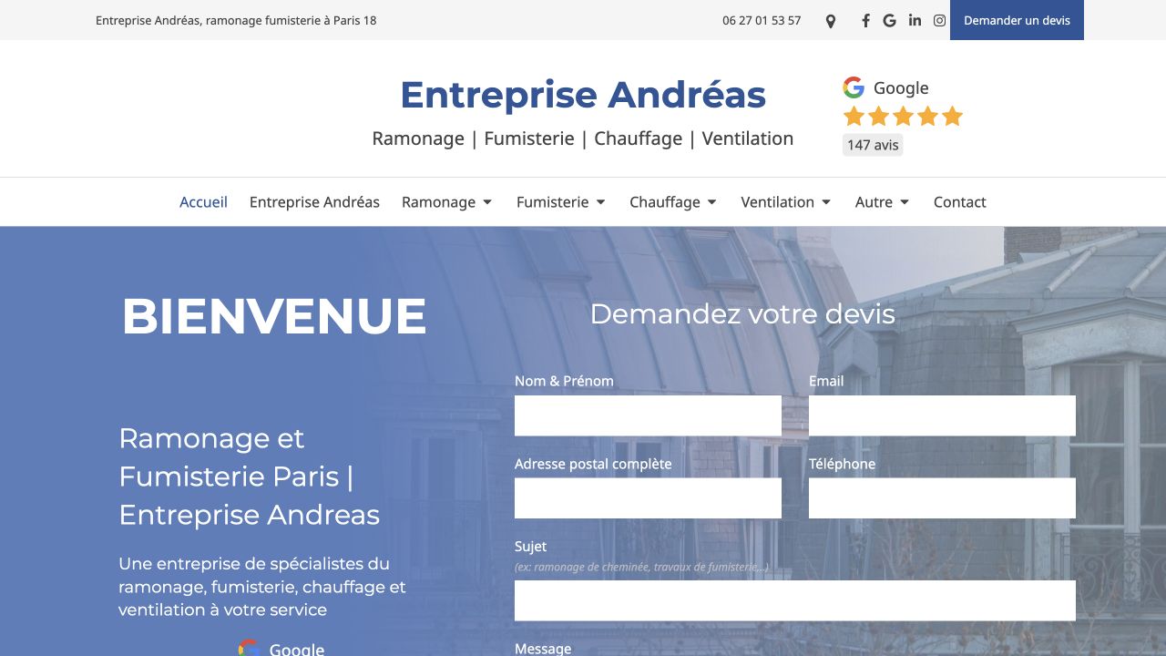 Capture du site de Entreprise Andreas