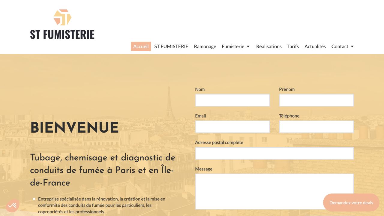 Capture du site de ST Fumisterie
